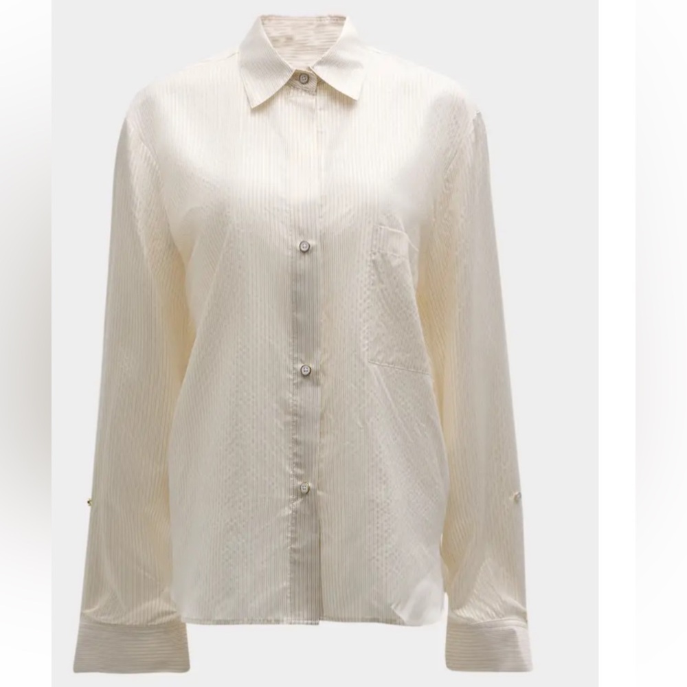 The New Morning After Silk Stripe Button-Front Shirt